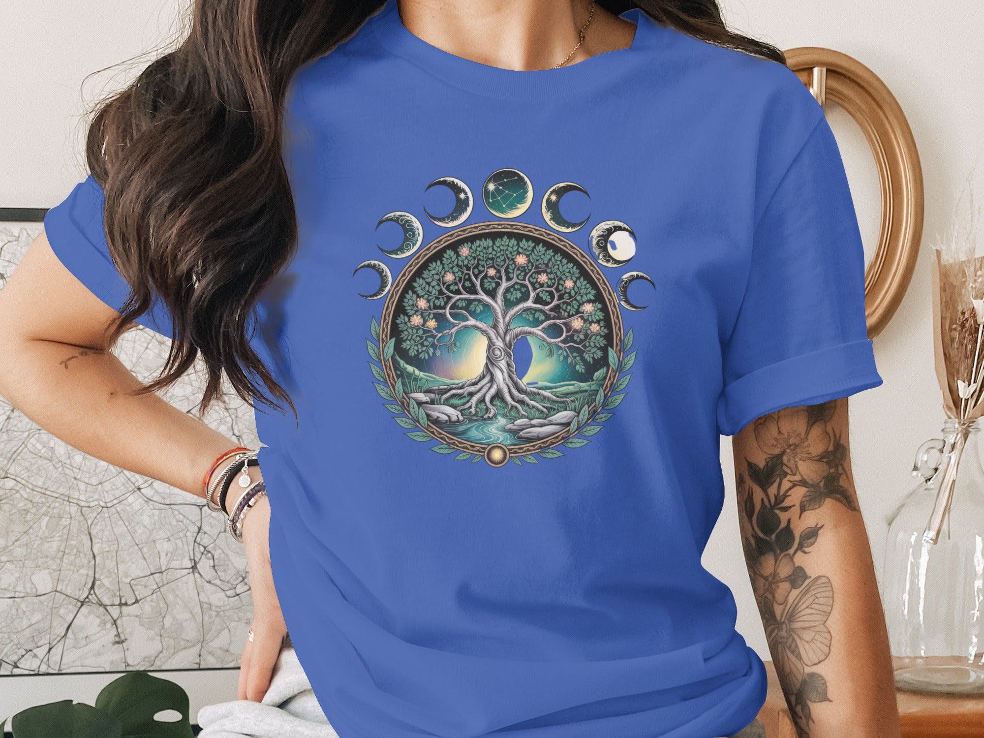 Tree of Life with Moon Phases Graphic T-Shirt