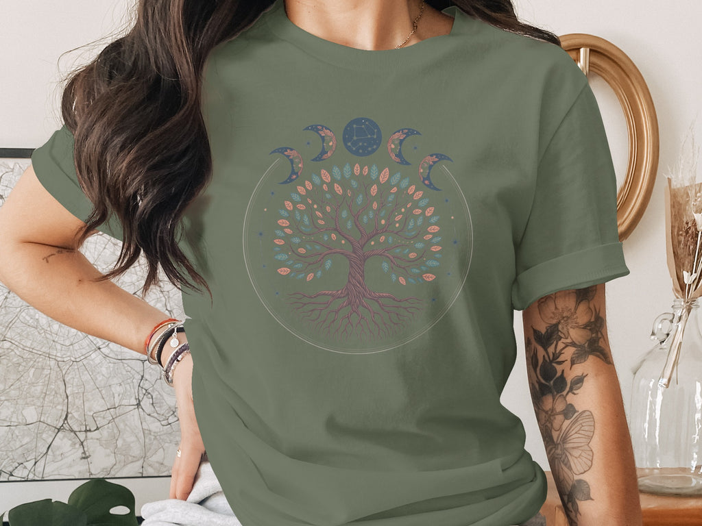 Mystical Tree of Life Moon Phases Graphic T-Shirt