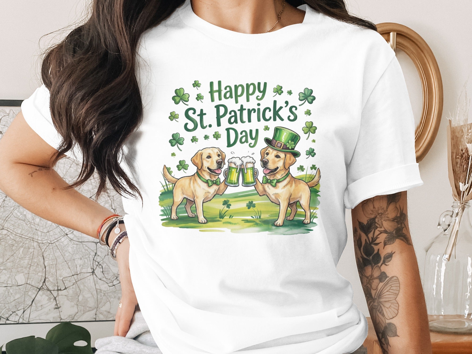 Happy St. Patrick's Day Dog Design T-Shirt