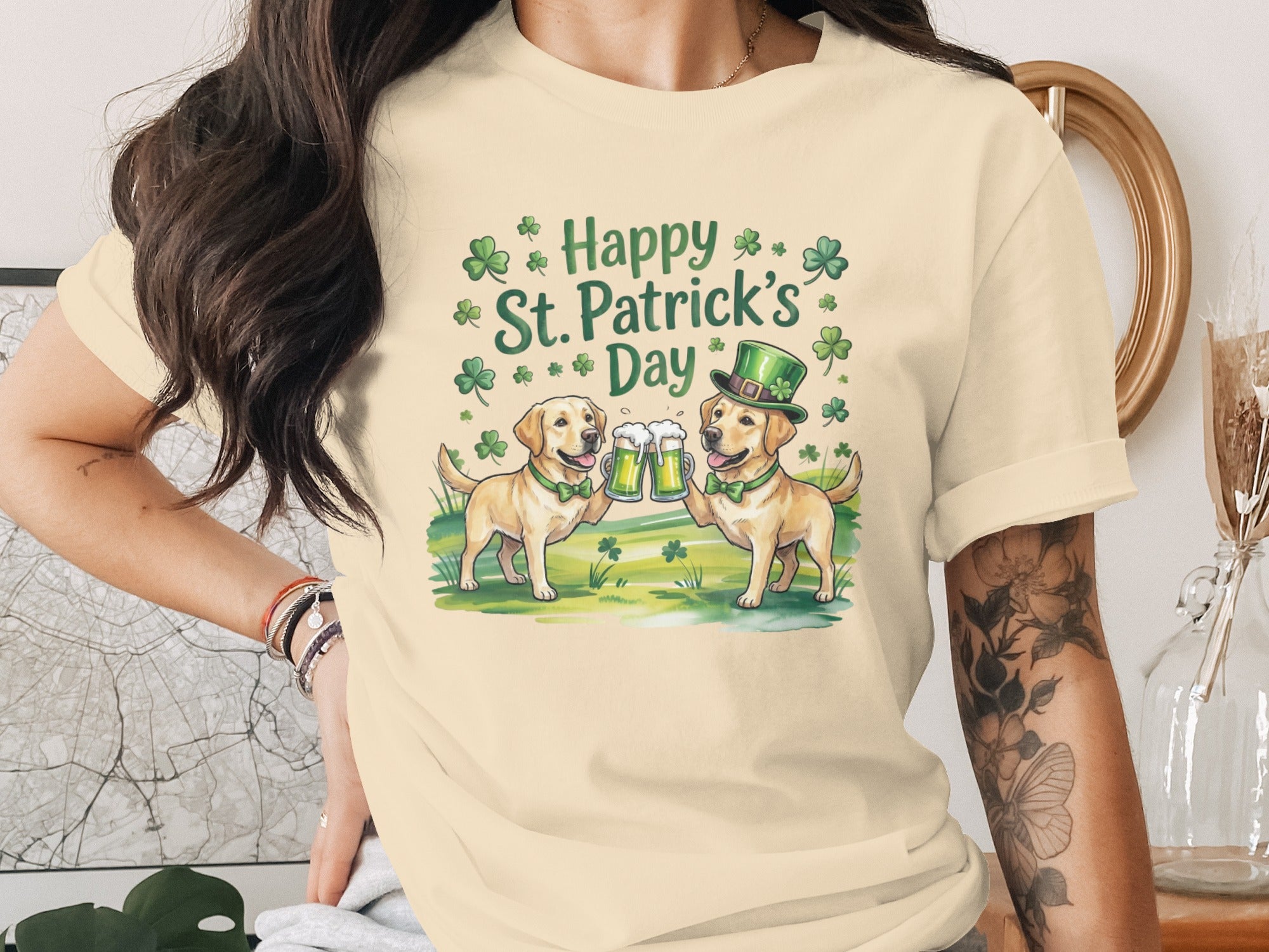 Happy St. Patrick's Day Cute Dogs Graphic T-Shirt