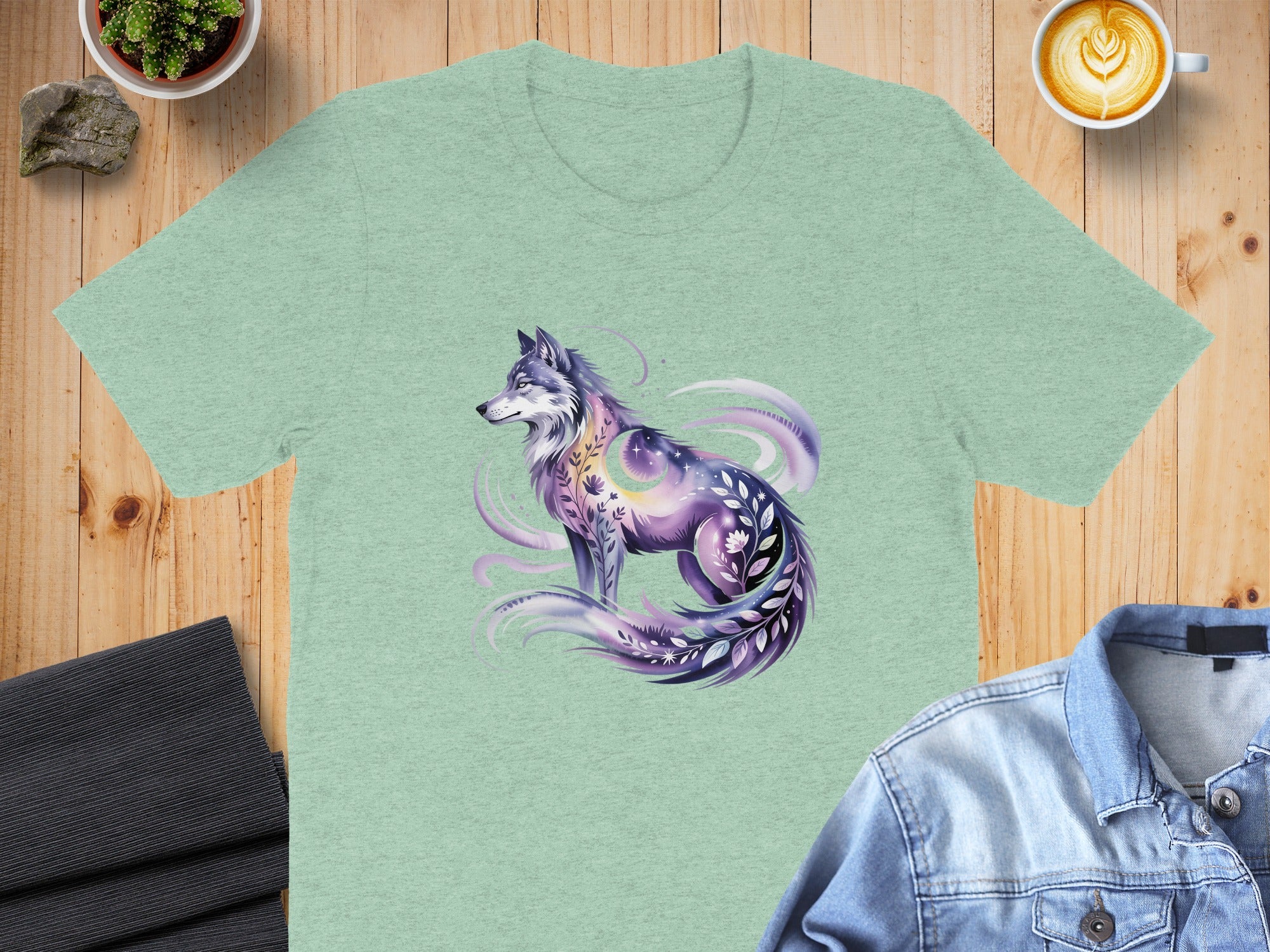 Majestic Purple Wolf Artistic Printed T-Shirt Product
