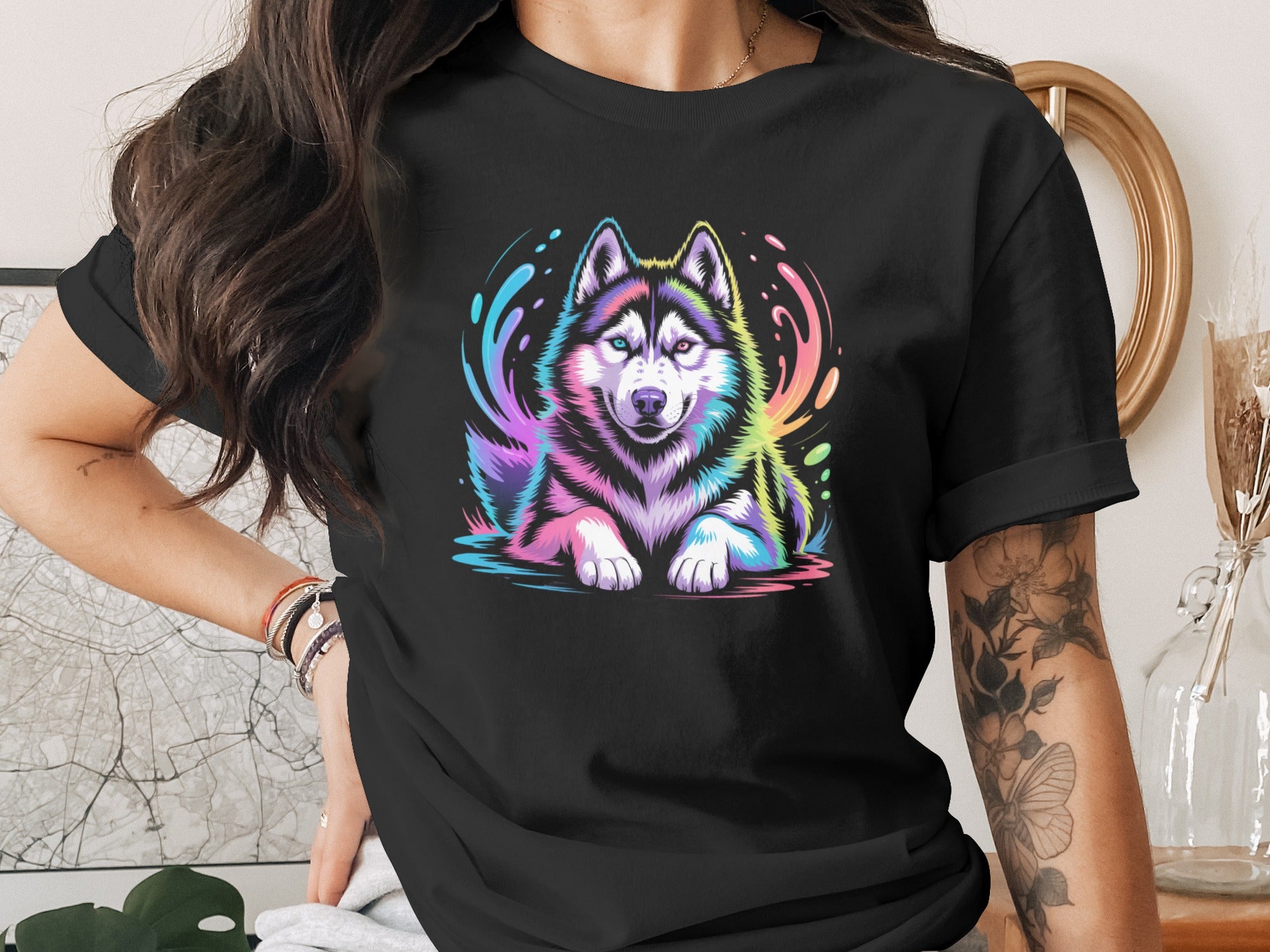 Vibrant Husky Graphic Tee for Dog Lovers Shirt