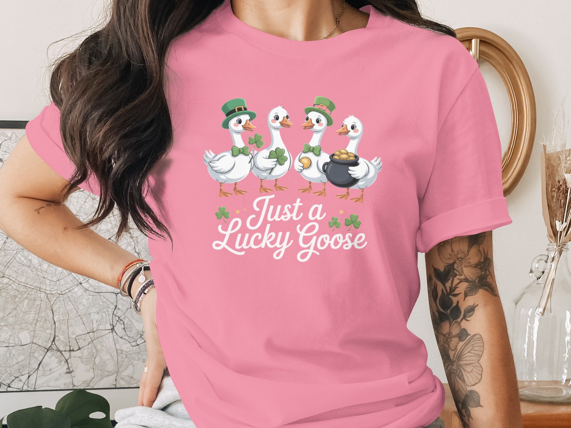 Just a Lucky Goose Graphic Tee for Festive Spirit