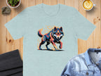 Vibrant Abstract Wolf Design on Casual Wear Shirt