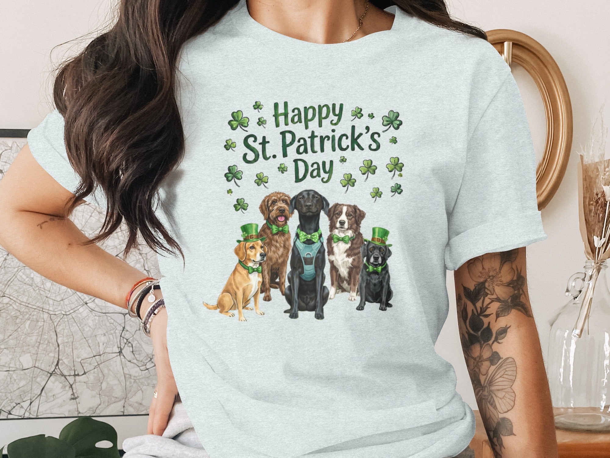 Happy St. Patrick's Day Dogs Graphic T-Shirt