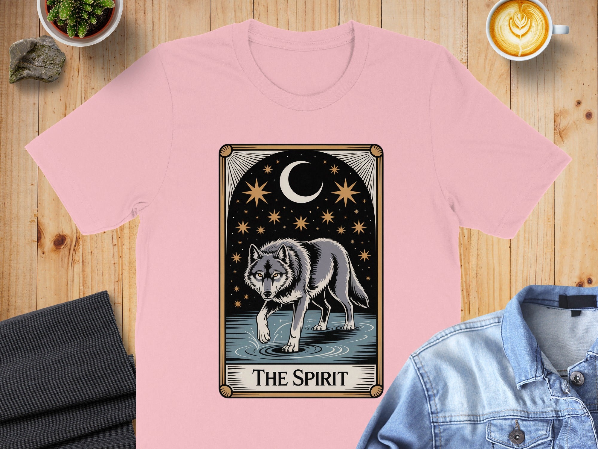 The Spirit Wolf Moon and Stars Graphic T-shirt