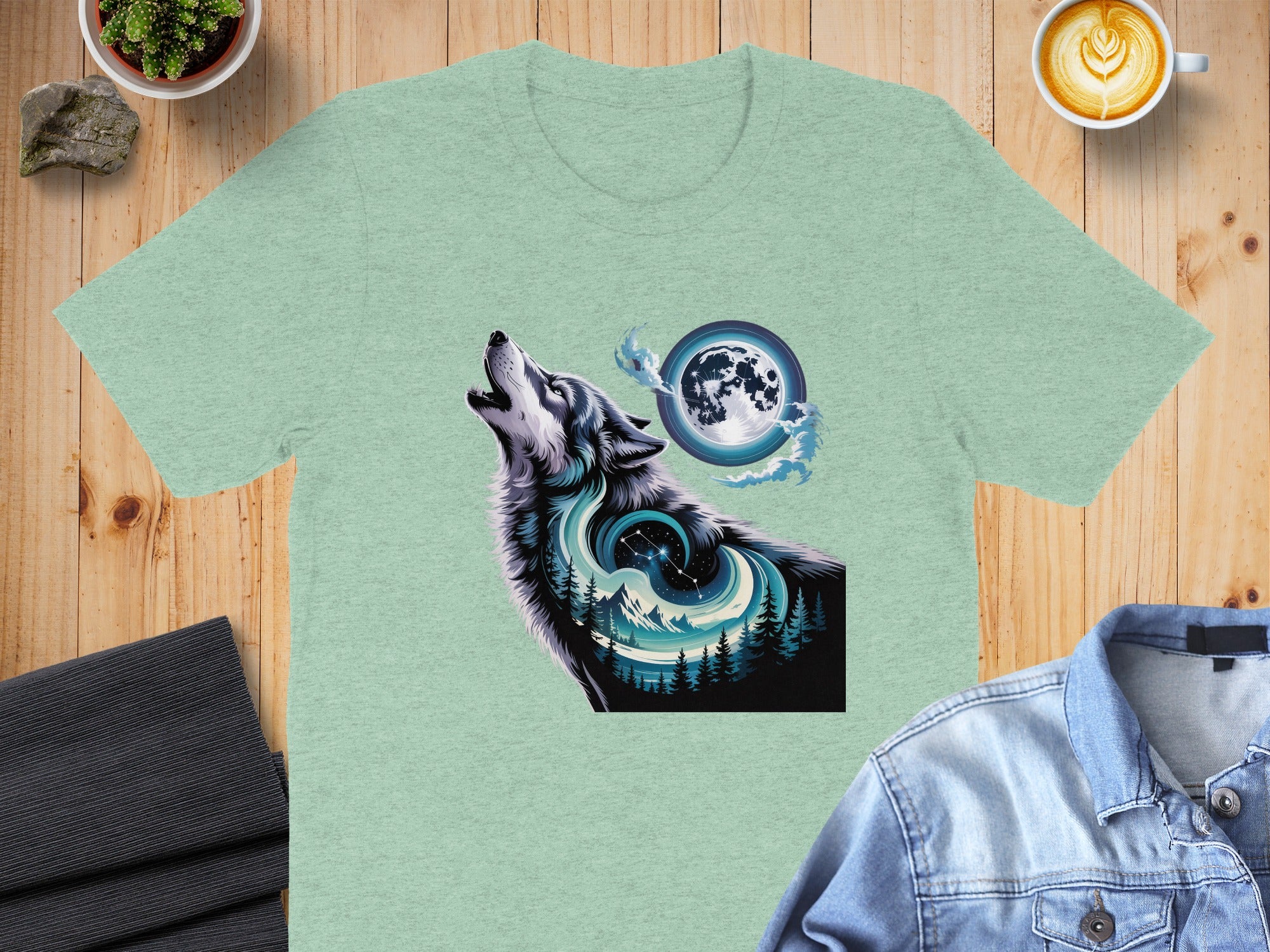 Majestic Howling Wolf and Moon Graphic T-Shirt