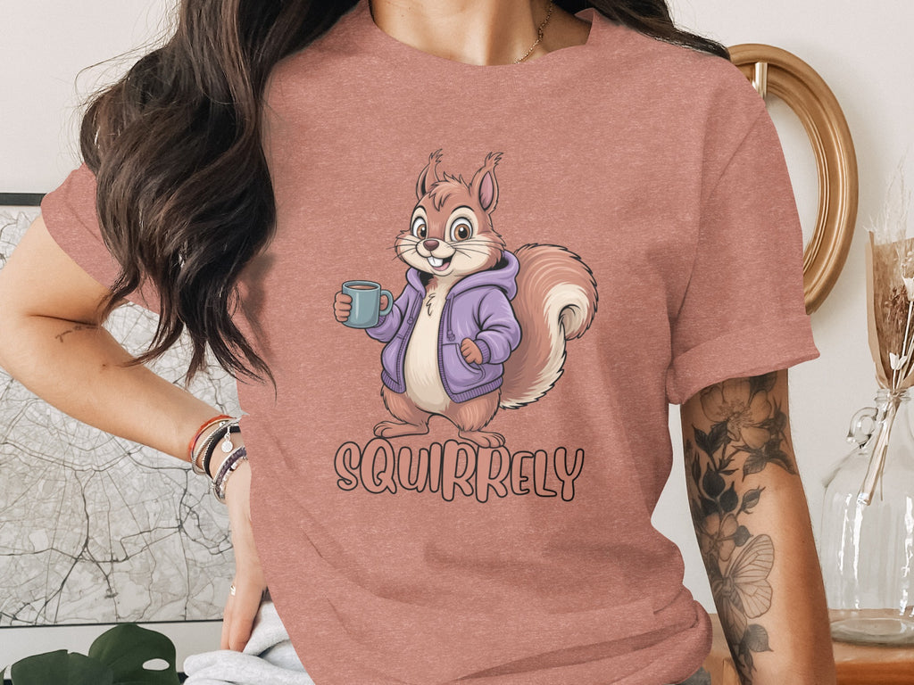 Squirrelly Character with Coffee Graphic T-Shirt