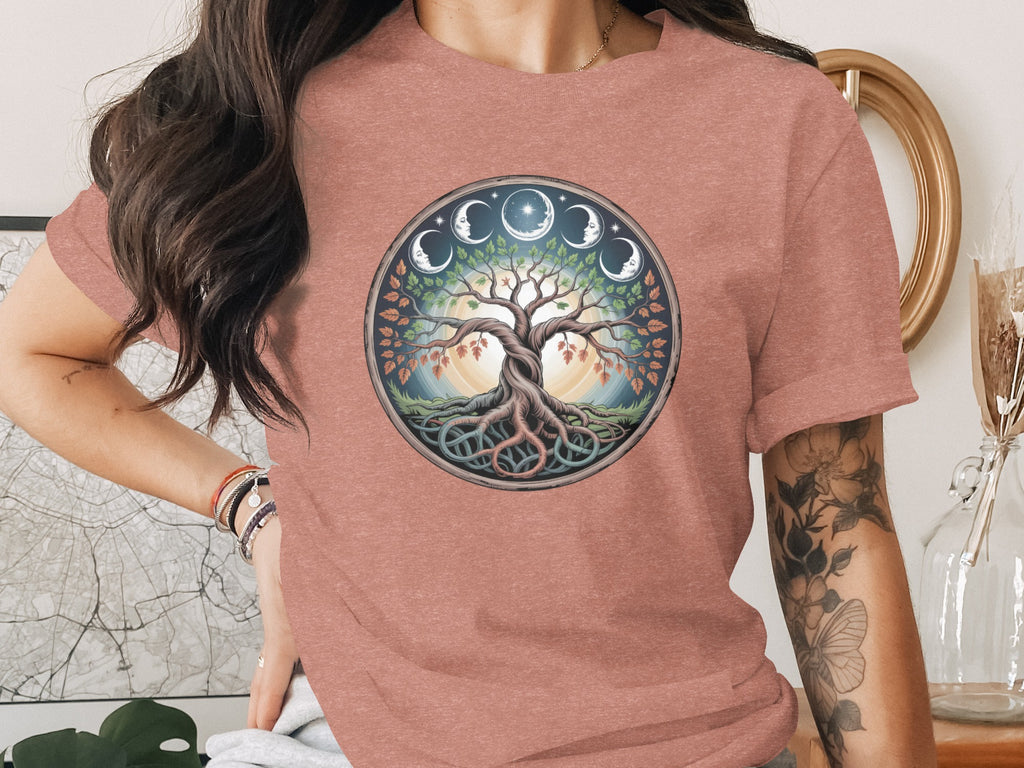 Tree of Life with Celestial Phases Graphic Tee