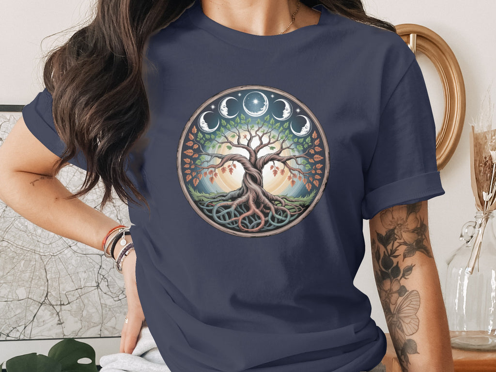 Moon Phases Tree of Life Graphic Tee Shirt
