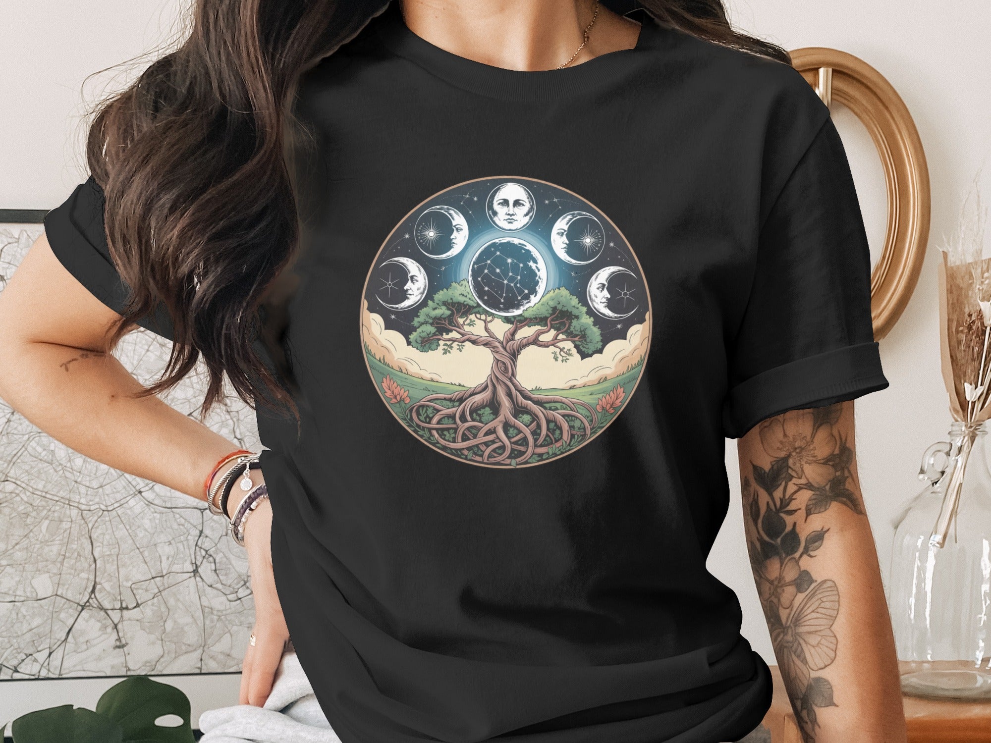 Mystical Tree of Life with Moon Phases T-shirt