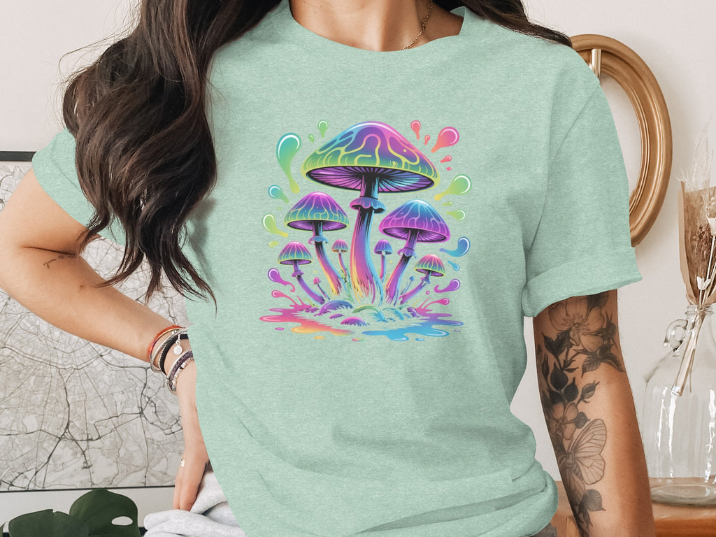 Psychedelic Colorful Mushroom Graphic Tee Shirt