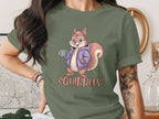 Squirrelly Graphic Tee with Cute Coffee Squirrel Design