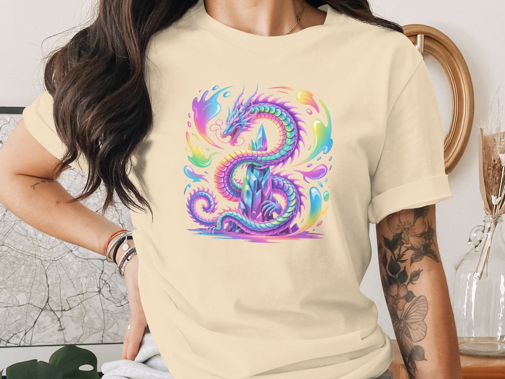 Colorful Psychedelic Dragon Design Graphic Tee