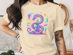 Colorful Psychedelic Dragon Design Graphic Tee