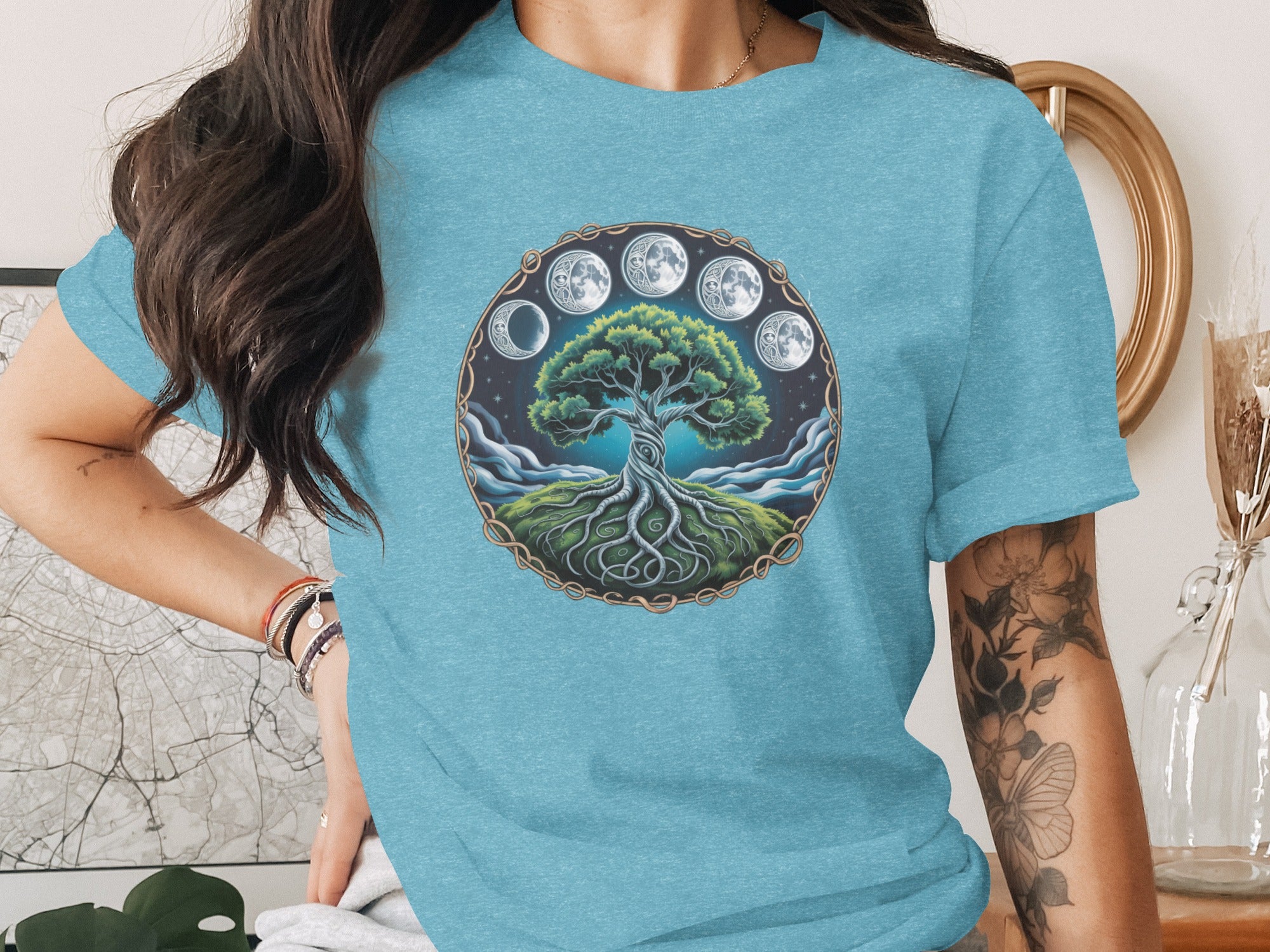 Moon Phases Tree of Life Graphic Women's T-Shirt