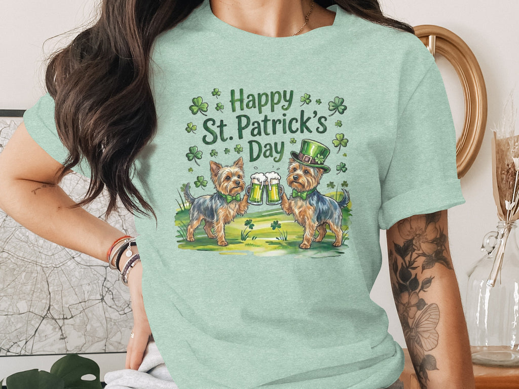 Happy St. Patrick's Day with Cute Dogs Graphic T-shirt