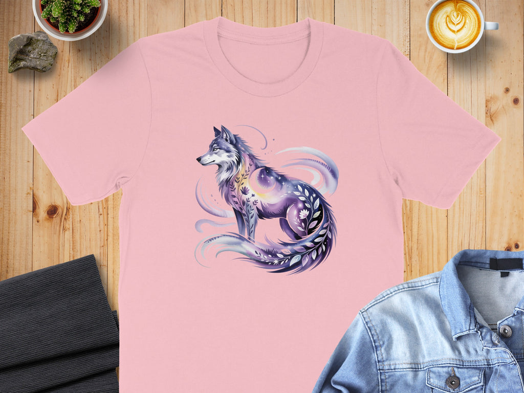 Majestic Fantasy Wolf Artwork Pink T-shirt product