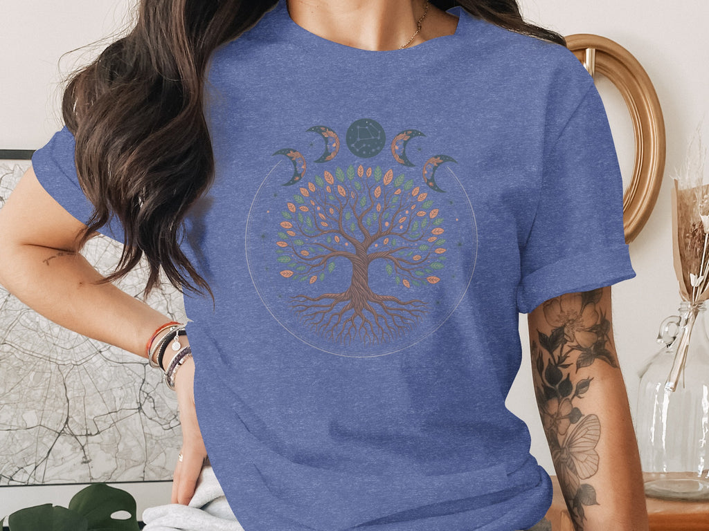 Moon Phases and Tree of Life Graphic T-Shirt