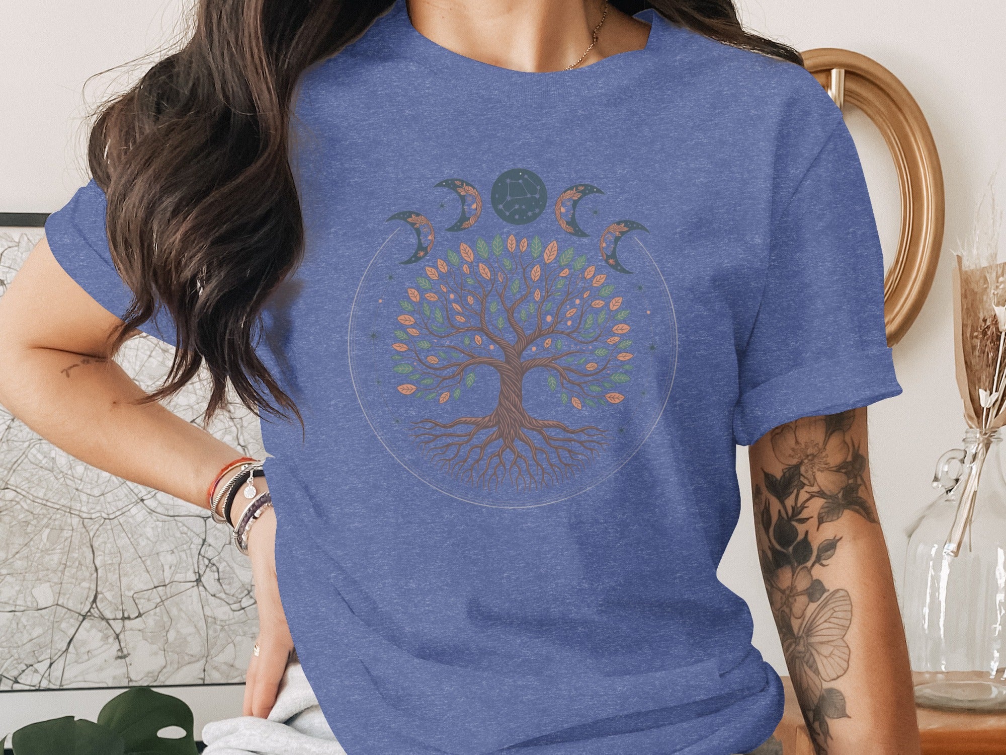 Moon Phases and Tree of Life Graphic T-Shirt