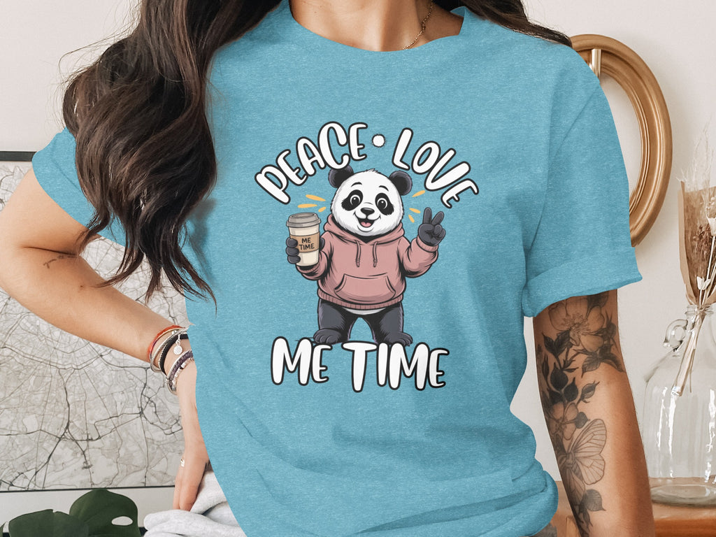 Peace Love Me Time Panda Graphic Shirt