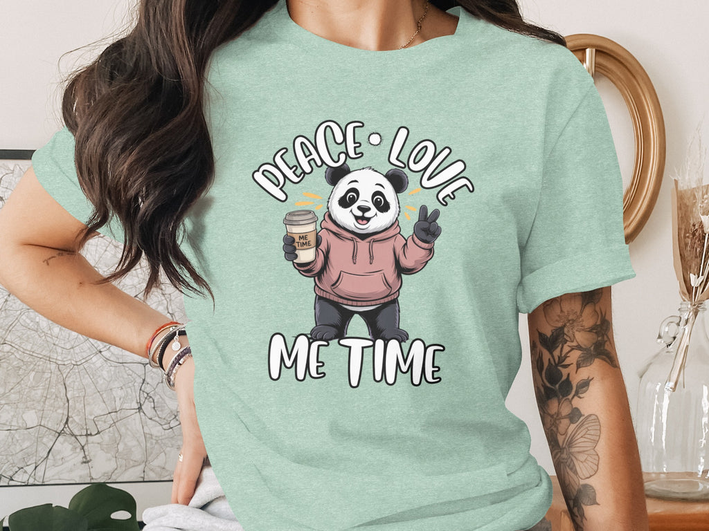 Peace Love Me Time Panda Design T-Shirt