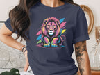 Vibrant Colorful Lion Graphic T-Shirt for Bold Fashion