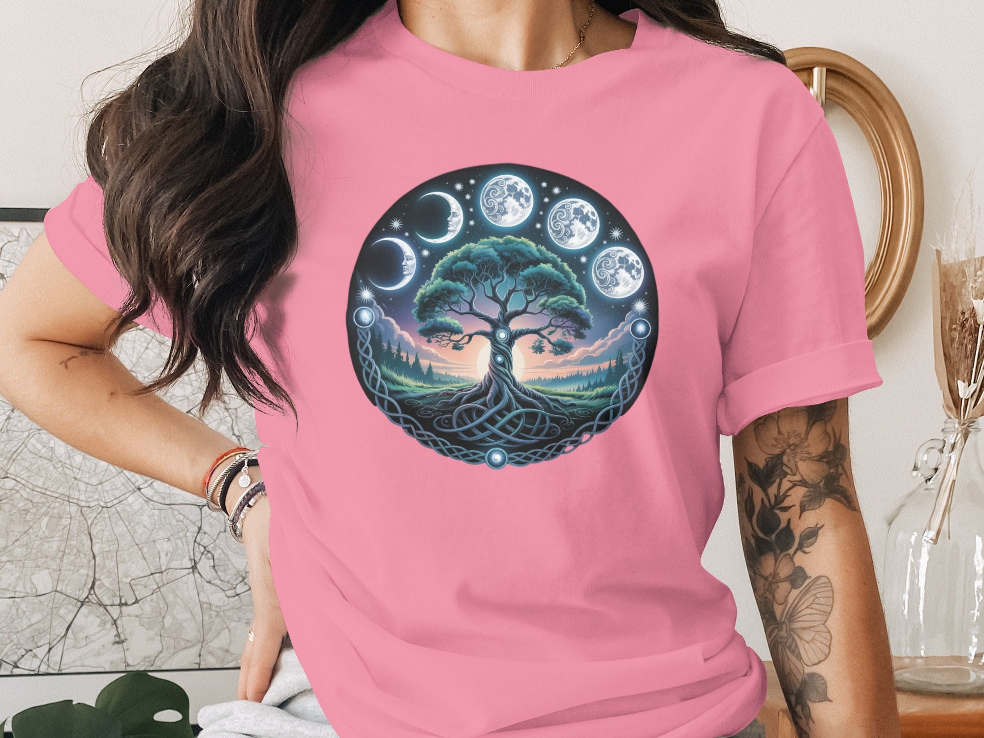 Enchanted Tree of Life Moon Cycle Graphic T-shirt