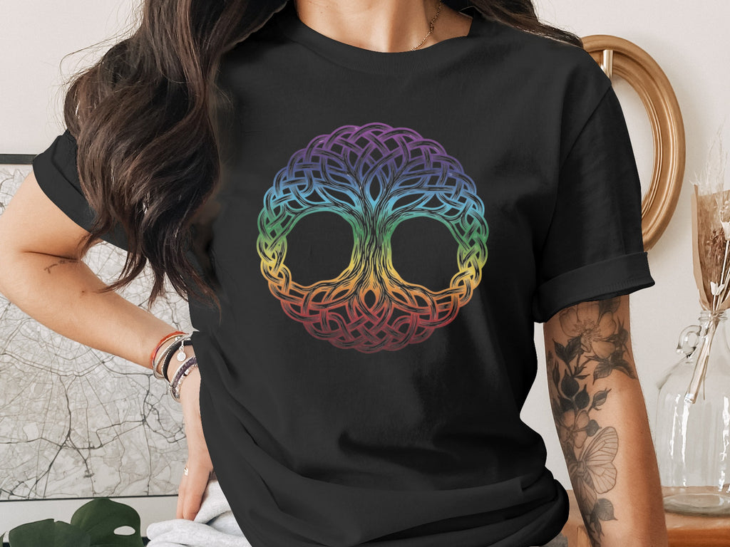 Rainbow Celtic Knot Tree of Life Graphic T-Shirt